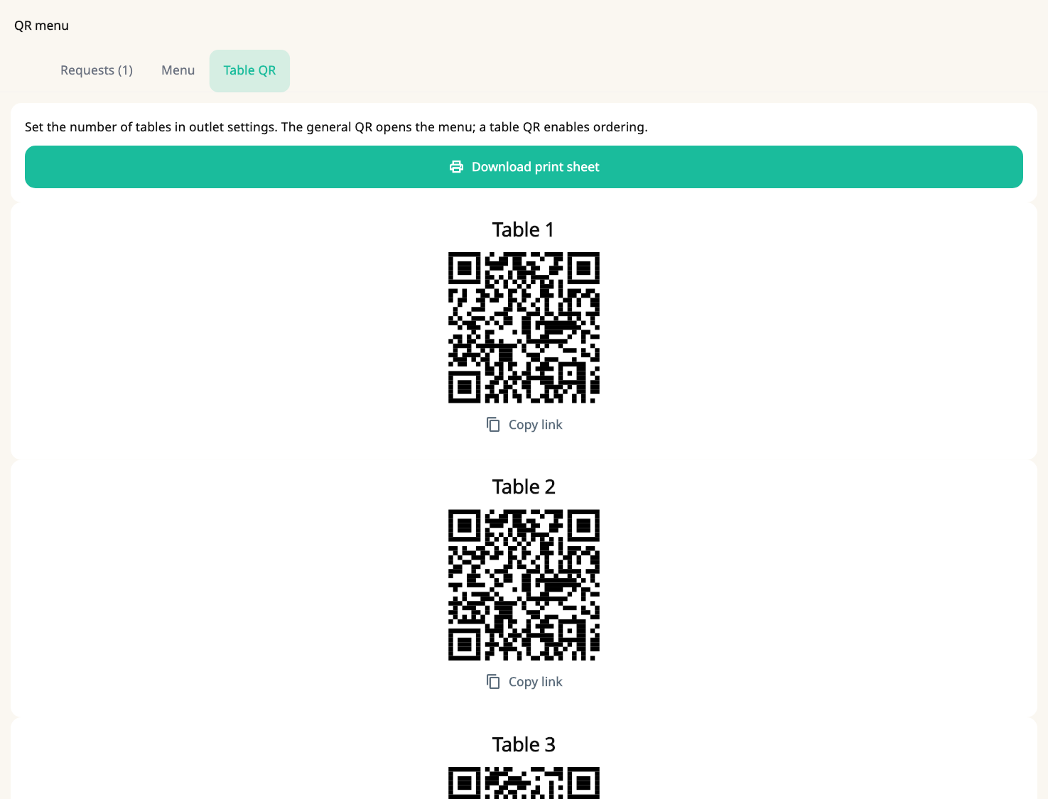 Publish the QR menu