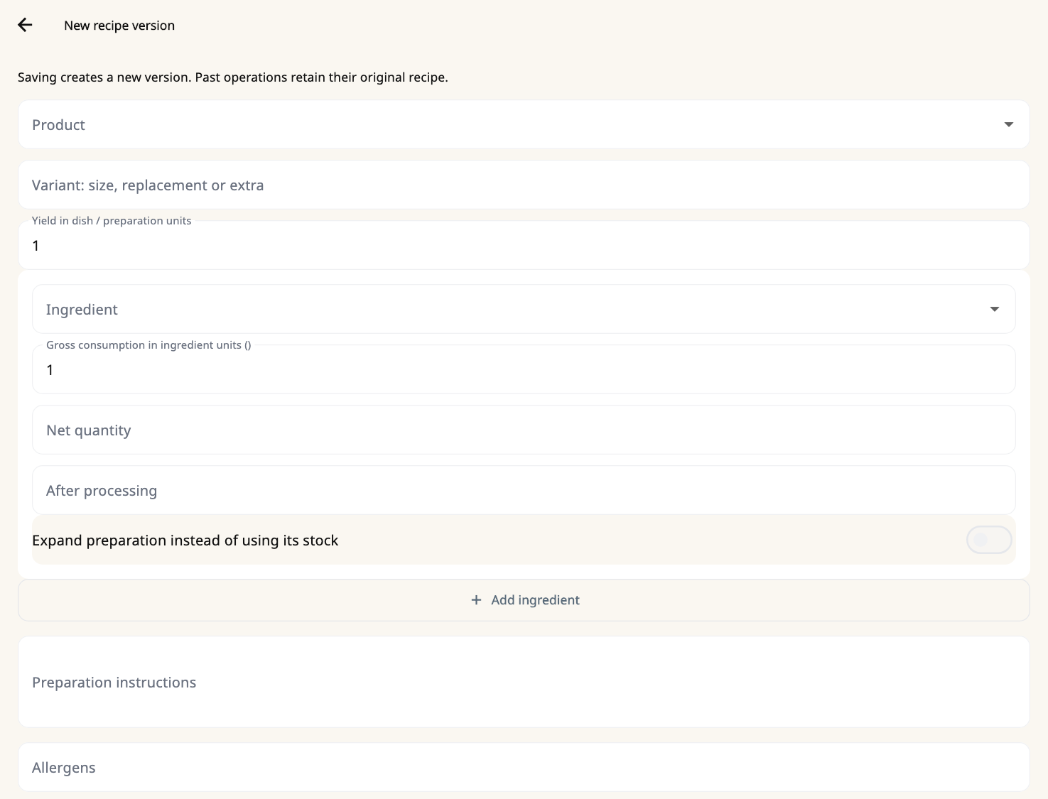Configure recipes
